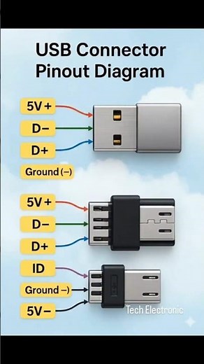 USB Connector Pinout Explained - Circuit Diagram for Beginners #video #explorepage #Popcorn_Blast