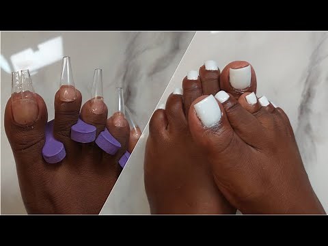 WHITE PRESS ON TOE NAILS| WATCH ME WORK|TOESDAY | TOENAIL TUTORIAL| NAIL HACK