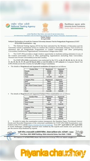 NTA CUET PG Declaration of result#nta#result#pg#viral#ytshorts#youtubeshorts