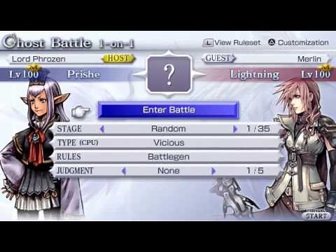 Dissidia 012 Duodecim Final Fantasy - Megalixir Grinding (Prishe VS 3rd Birthday Lightning)