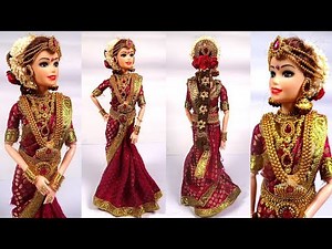 TAMILNADU Barbie Saree Making | Barbie as a Tamil Bride |South Indian doll bridal saree/Jewellery