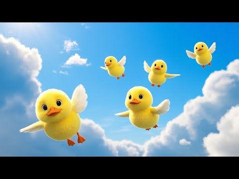 Five Fluffy Ducks in the Sky | Fun Duck Song for Kids | Nursery Rhymes & Songs for Children