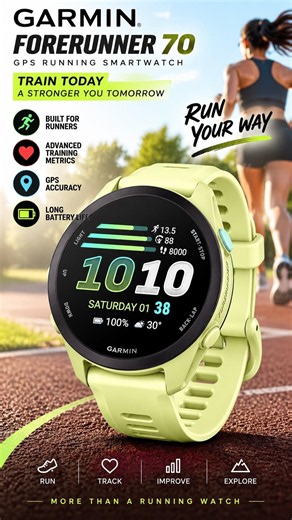 Garmin Forerunner 70 GPS Running Smartwatch | Advanced Training Metrics & Fitness Tracking