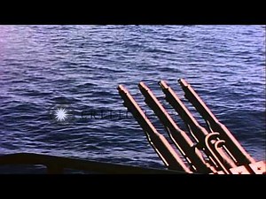 The USS Helena (CL-50) and the USS St. Louis (CL-49) fire guns in the South West ...HD Stock Footage