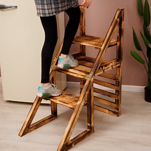 1.9M views · 36K reactions | How To Make a Clever Folding Step Ladder Thanks for watching! Please be aware that this video is for entertainment purposes and the techniques shown should not be attempted at home! | Lady Panda | Facebook