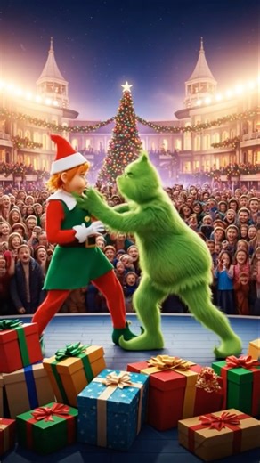 Grinch and Elf fight for Christmas Prizes😡#subscribe #viral #trending #shorts #viralvideo #views