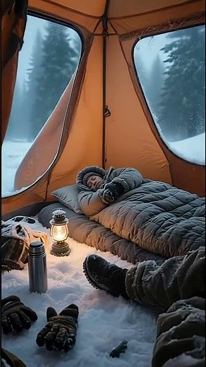 Frozen Morning: Survival Tent During a Blizzard storm #camping