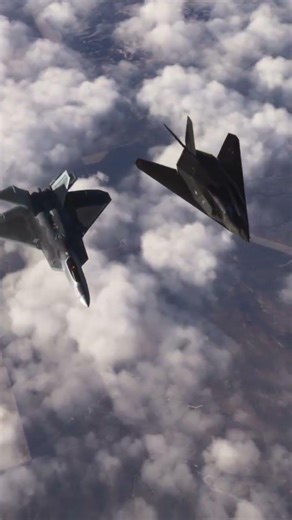 The F-117 Nighthawk jet flying in formation with the F-22 Raptor #f22raptor #f117 #usaf #aviation