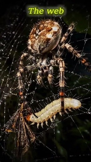 Spider’s Worst Nightmare: Caterpillar Web Thief #shortsfeed #viralshorts #trending