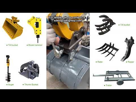How to replace the accessories of a mini excavator ? Excavator quick hitch attachment video