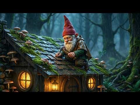 A Peaceful Rainy Night in a Gnome’s Cozy Cottage | Relaxing Rain Ambience