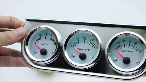 ARTILAURA 52mm Triple Gauge Set (Volt Meter+Water Temp+Oil Pressure Gauge) Dashboard 3 in1 Auto Gauges 3 Gauge Cluster Kit with Silver Console for 12V Car