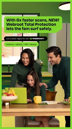Keep your fam away from spam, with NEW Webroot Total Protection Family. Get antivirus, identity protection and more, for up to 10 devices and identities. | Webroot