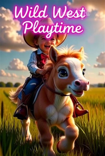 Mini Cowboy Tries to Catch Escaping Cartoon Foals