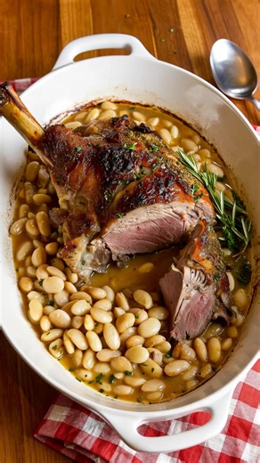 🍖 Gigot d’agneau aux flageolets : un plat réconfortant qui réunit toute la famille autour de la table ! 😋🌿 Liste complète des ingrédients (pour 6 personnes) : 1 gigot d’agneau (environ 2 kg) 800 g de flageolets verts 4 gousses d’ail 4 branches de thym frais 2 feuilles de laurier 500 ml de bouillon de légumes Sel et poivre du moulin Huile d’olive (de première pression) Instructions claires étape par étape : Préparation du gigot : Préchauffez le four à 200°C (thermostat 6-7). Faites des incisio