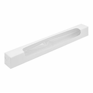 Simplex 11" x 1 1/4" x 1 1/4" 1-Piece 1/2 lb. White Candy Box with Rectangular Window - 500/Case