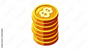 Coin Stack Icon of nice animated for your isometric videos easy to use with Transparent Background Stock Video