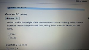 A dead load is the weight of the permanent structure of a build... | Filo