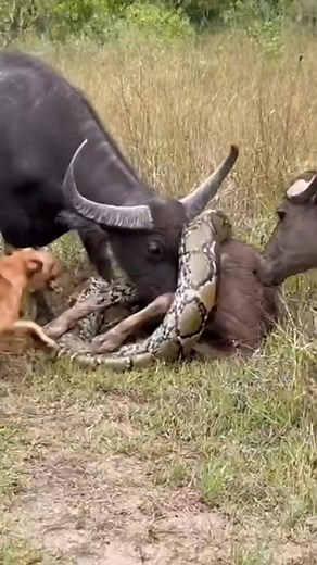 1.2M views · 6.7K reactions | ช่วยลูกควายจนสำเร็จ We successfully rescued the baby buffalo from the python. #aivideo #buffalo #snake #norealharm | เกษตรกรพอกะเทิน | Facebook