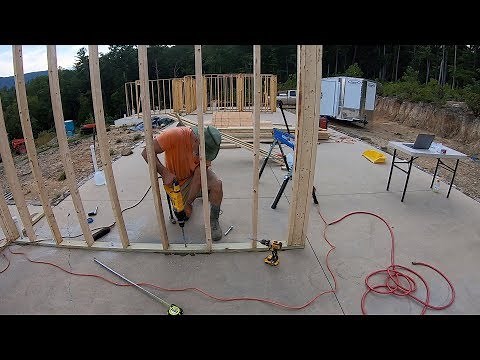 #4 DIY Home Build. Framing and bolting to radiant concrete slab. Inches from disaster. #4