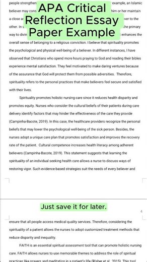 APA Critical Reflection Essay Paper Example on Spirituality in Nursing