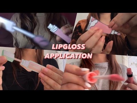 asmr lipgloss and lipstick application COMPILATION