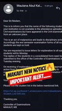 📢MAKAUT UNIVERSITY NEW NOTICE🔴 #makaut #viral #news #shorts #makautuniversity