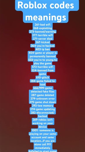 Roblox error code meaning ￼