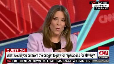 24K views · 351 reactions | Democratic presidential hopeful Marianne Williamson says she supports reparations for African-Americans whose ancestors were slaves: "Whatever it costs, it's time to do this" https://cnn.it/2GgFE0q #WilliamsonTownHall | CNN Politics | Facebook