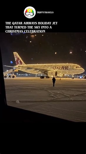 Trippy Travels! on Instagram: "Qatar Airways once gave one of its jets a festive makeover by wrapping it in Christmas lights, turning a full-size aircraft into a flying holiday display. As the lights glow across the fuselage, the plane looks almost unreal on the tarmac — a mix of luxury aviation and seasonal magic. It was a rare moment where an airline added a touch of celebration to the skies, creating a scene that travelers and aviation fans still remember for its creativity and charm. Follow 
