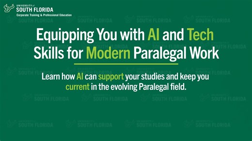 If you’ve ever wondered what it really takes to get started as a paralegal, this video is a great place to begin. The USF Paralegal Certificate Program is built to give you a strong foundation in the legal field whether you’re changing careers or looking to grow where you are. Real skills taught by actual judges - there's not better way to learn! 🎥 Take a minute to watch and see if this could be your next move. Your legal journey starts on January 20, 2026! https://ctpe.usf.edu/search/publicCou