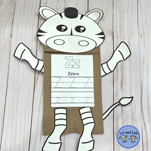 Alphabet Z Zebra Paper Bag Puppet