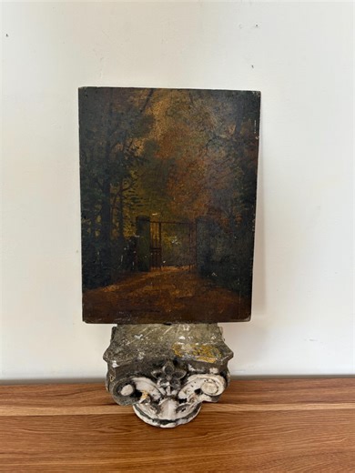 Small Moody Barbizon Landscape of A Gate in the Woods / Antique Oil Painting / Oil on Wood / French Cottage Core / Chateau Core / - Etsy