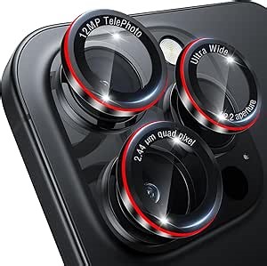 BIGFACE for iPhone 17 Pro Max/17 Pro/16 Pro Max/16 Pro/15 Pro Max/15 Pro/14 Pro Max/14 Pro Camera Lens Protector - [Camera parameter annotation] Military-Grade Tempered Glass & Metal Camera Cover(Red)