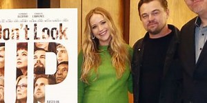 Jennifer Lawrence Wears Green Maternity Mini Dress and Pink Heels