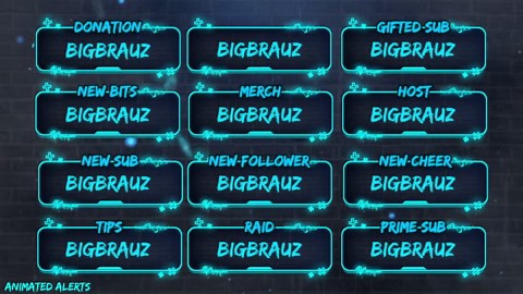 OVERLAYS Stream Animated BLUE NEON Style Twitch Package - Etsy