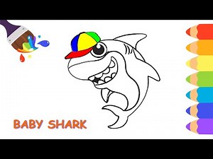 HOW TO DRAW BABY SHARK FOR KIDS 🐬 EASY DRAWING TUTORIAL