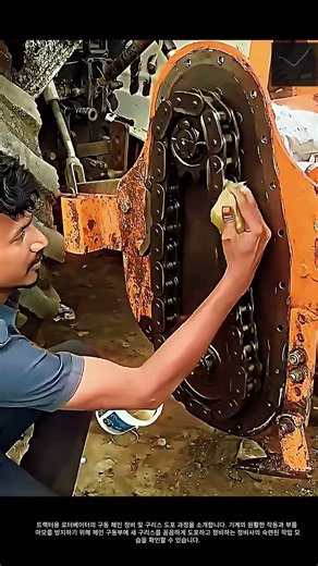 트랙터 로터베이터 구동 체인 정비 및 구리스 도포 방법 #worker #process #tractor #maintenance #mechanic
