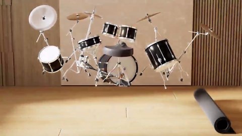 Drum Rug 4x6Ft With Non-Slip Grip Bottom, Tightly Woven Fabric Mat, Electric Carpet, Soundproof, Accessories Gifts, Black