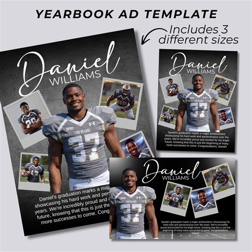 Senior Yearbook Ad, Tribute Ad, High School Yearbook, Football Sport Ad, Canva Template, Editable Yearbook Ad, Full Page Half Page - Etsy
