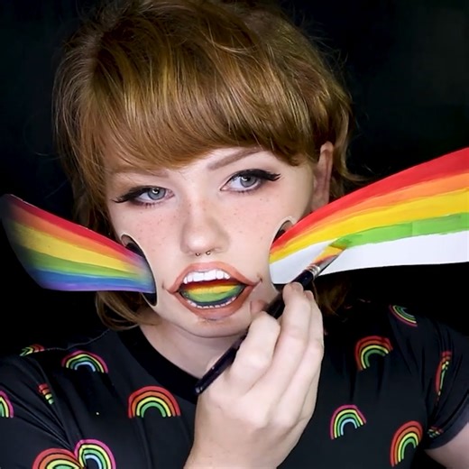 173K views · 3.9K reactions | It's June and that means that we are celebrating pride month!  to do so, I created this step-by-step makeup illusion tutorial of a Pride Rainbow in my face! I hope this tutorial was fun to watch and helpful for those who would like to recreate this beautiful yet weird rainbow makeup illusion :) | Jo Steel | Facebook