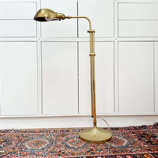 Vintage Brass Clam Shell Adjustable Floor Lamp, Standing Task Lamp Solid Brass - Etsy