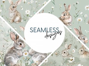 Bunny Rabbit Digital Wallpaper Seamless Pattern Digital Graphics Bundle Digital Paper Scrapbooking Web Background - Etsy