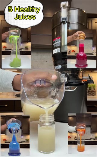 5 Healthy Juices for 5 Days. Blood pressure: beets, pomegranate, celery and apples Lower Bad Cholesterol: Asian pears and burdock root Weight Loss: celery, green apples, lemon and ginger Blue Juice Detox: pineapple, pear, ginger and blue spirulina Parasite Cleanse: papaya, pineapple, lemongrass and burdock root Get Ya Juice On! I am using the Kuvings AUTO10 Plus Juicer. Use my code JuiceGuy and save 10%. Link in bio. #healthy #recipes #newyear