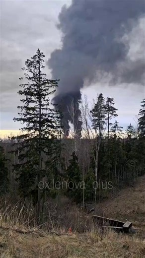 Footage of the Novatek complex burning in Ust-Luga after the overnight drone strike.