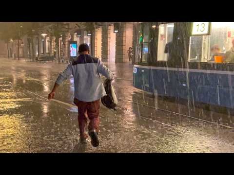 Zurich in Chaos: Heavy Rain & Storm Stop Trams ⛈ ☔️ 4K HDR Walk