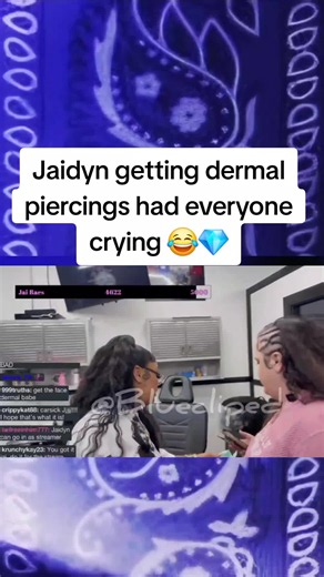 Jaidyn decided to get dermal piercings at the tattoo shop and her reaction was too funny 😭💎 The whole situation had the chat entertained from start to finish! 😂 #JaidynAlexis #Blueface #DermalPiercings #FunnyMoments #Bluniverse