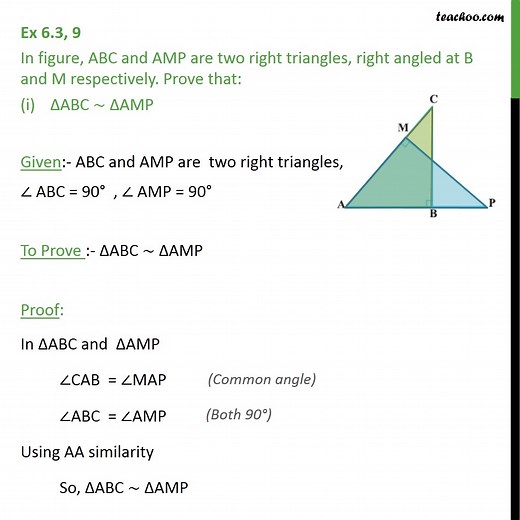 Ex 6.3, 9 - ABC and AMP are two right triangles. Prove - Ex 6.3
