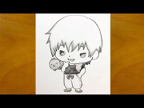 How to Draw Toji Chibi Step by Step | Cute Toji Fushiguro Sketching Process