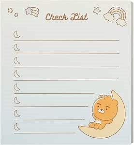 KAKAO FRIENDS Official- Lovely To Do Checklist Notepad, 3.5 x 3.9 inch, 100 Sheets (Ryan)